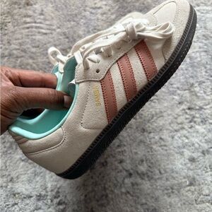 Adidas womens  Samba Cream and Tan Sneakers